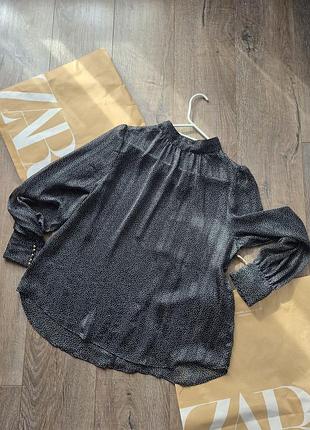 Жіноча блуза h&m в горох, розмір m, чорна