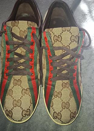 Кеди жіночі gucci з монограмою, коричневі