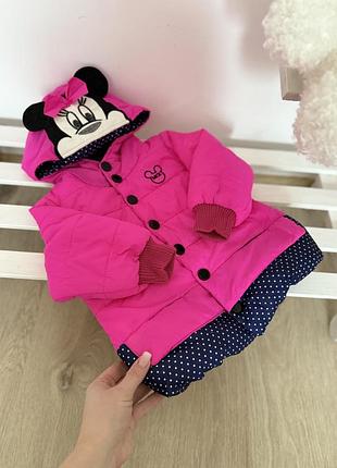Куртка для дівчаток mickey mouse малинова з капюшоном осіння