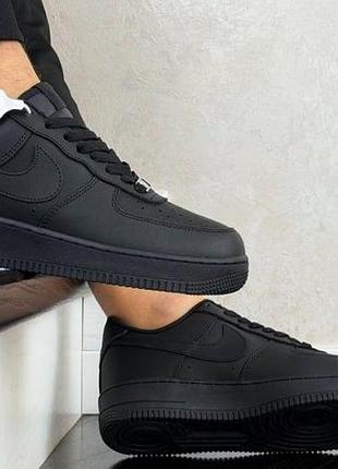 Чоловічі кросівки nike air force, чоловічі шкіряні кросівки, чоловічі чорні кросівки найк аїр форс 43