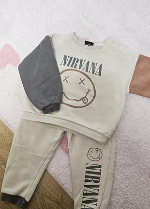 Костюм дитячий унісекс nirvana молочний з сірим та рожевим 18-24 місяці (86-92 см)