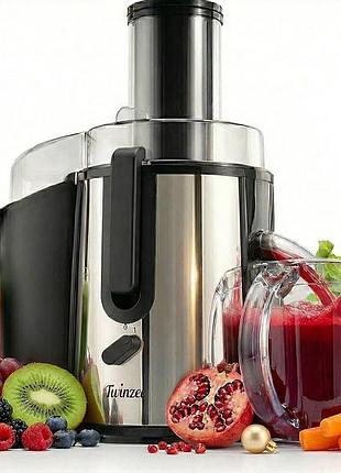 Центрифужна соковижималка для фруктів та овочів twinzee - 850 вт - соковижималка з шийкою 75 мм та 2 швидкостями