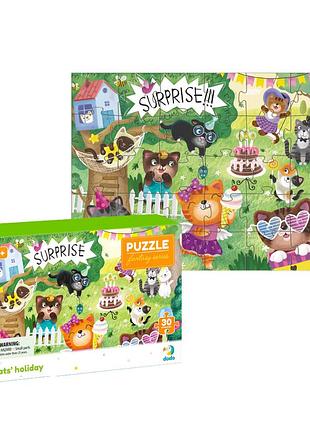 Пазл картонный dodo puzzle "праздник котиков" 30 деталей