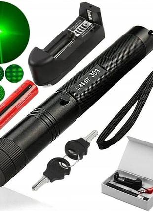 Ліхтарик laser 303 лазерний зелений лазер насадка зоряне небо акумулятор 18650