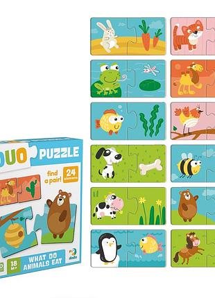 Пазл картонный dodo duo puzzle "кто что кушает" 24 детали