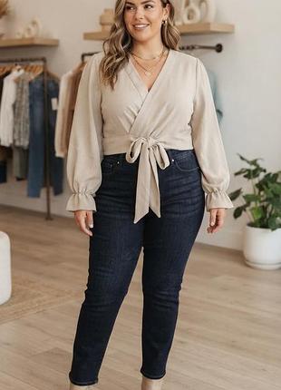 Бежева батальна жіноча блузка із довгим рукавом shein xl 1xl