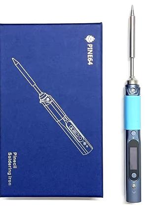 Портативный умный паяльник pine64 pinecil v1 (bb2) 65w с жалом b2 - электронный паяльник risc-v (usb-c pd/qc3.0, dc5525, синий)