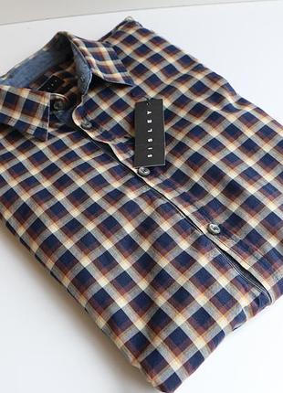 Рубашка мужская sisley италия в клетку, р. 45 xxl
