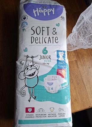 Підгузки happy soft & delicate junior extra 6 (15+ кг)