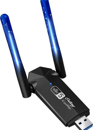 Wi-fi адаптер ac ortiny dual band usb adapter двухдиапазонный wi-fi адаптер 1300 мбит/с, usb беспроводной сетевой адаптер