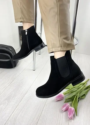 Женские ботинки vesna 2420 черные (весна-осень, натуральная замша) р. 37, 39 (1075)