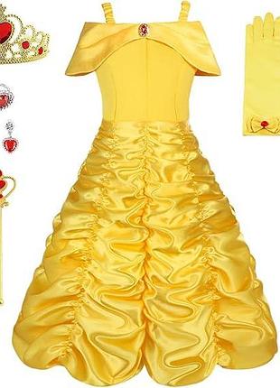 Сукня принцеси vicloon princess dress 120 см костюм принцеси белль з аксесуарами для дівчаток 5-6 років