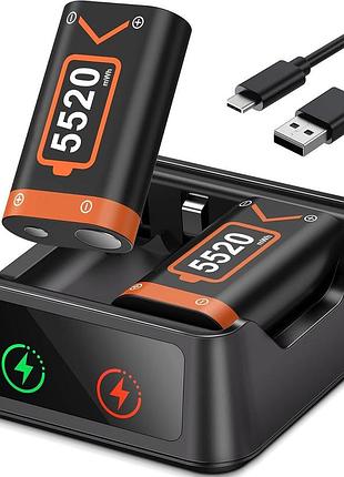 Комплект 2 аккумуляторов и зарядной станции для контроллера xbox one x|s battery c100 аккумулятор 5520 mah с док станцией
