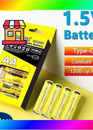 Bs набор аккумуляторов liitokala best mix usb-t36 (4xaa 2400mahh, 1.5v), 4 в 1 type-c с кабелем зарядк bas77/n