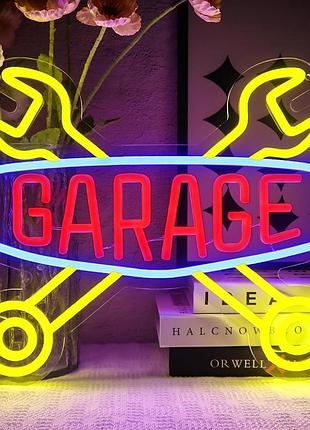 Світлодіодна неонова вивіска 32×27 см oycgzv "garage" led neon sign декоративна неонова лампа
