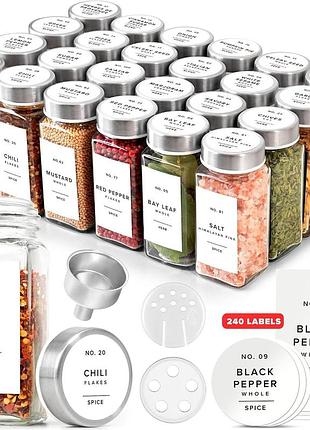24 шт. комплект банок для специй edelhaus spice jars eh-sj-wh 120 мл стеклянные баночки с крышками для приправ