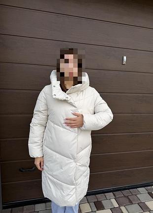 Жіночий пуховик reserved подовжений молочний
