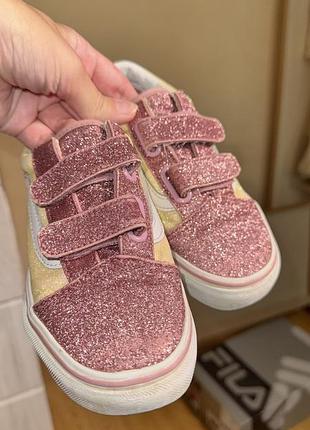 Кеди для дівчаток vans рожеві з блискітками 32-33 розмір