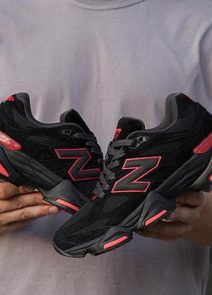 Кроссовки мужские new balance 9060 black red suede