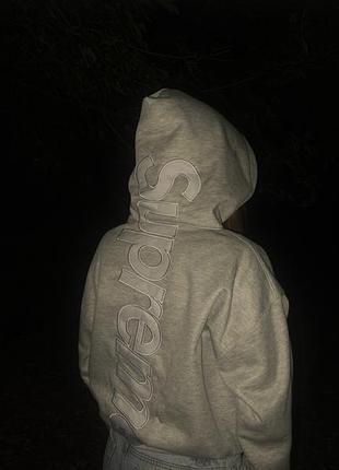 Худі унісекс,supreme vertical logo,колір сірий