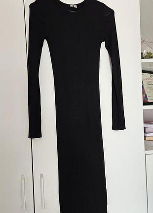 Платье asos Черное длинное, размер xs, вискоза с эластаном