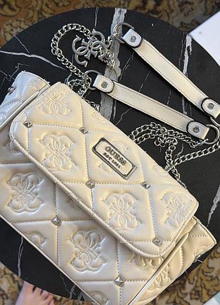 Сумка жіноча guess бежева зі шкірозамінника