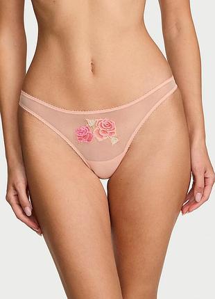 Жіночі трусики тонг victoria's secret з вишивкою