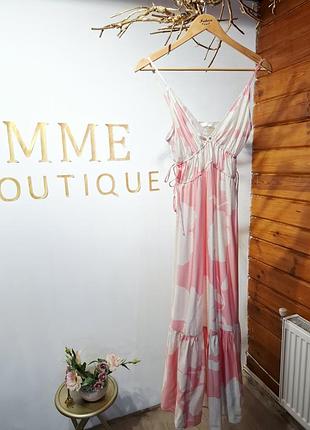Довга жіноча сукня h&m , рожева з білим, розмір s
