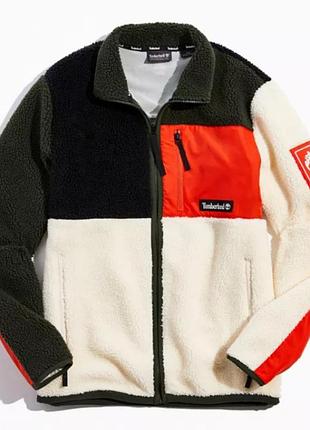 Timberland men’s size large colorblock sherpa jacket mesh-lined multicolor
