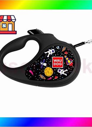Bs поводок-рулетка для собак best mix waudog r-leash, рисунок "nasa", s, до 15 кг, 5 м, светоотражающа bas77/n