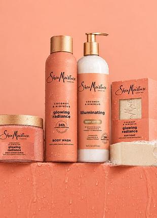 Sheamoisture coconut & hibiscus кускове мило + скраб + гель для душу