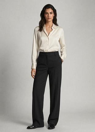 Женские классические черные брюки massimo dutti прямые со стрелками, высокая посадка, размер xs / 34