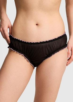 Жіночі сітчасті трусики чики victoria's secret pink з оборками