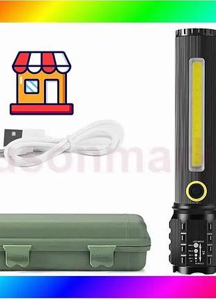Bs карманный фонарик police best mix td-c82/c72-p50+cob оснащен светодиодами, функцией зума, встроенны bas77/n