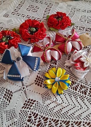 Шпильки  ручної роботи на резинці, різнокольорові