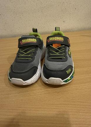 Кросівки дитячі skechers сірі з салатовим