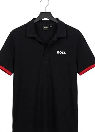 Кофта чоловіча boss чорна з червоними манжетами