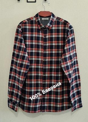 Хлопковая мужская рубашка jack &amp; jones с длинным рукавом, р. 46-48 (l)