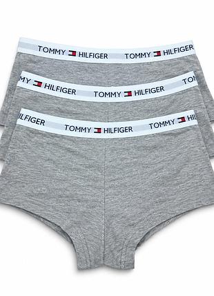 Жіночі трусики-шортики tommy hilfiger сірі 3 шт. l