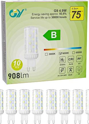 10 шт. светодиодные лампочки gy ack49d3-g9 4000k 908lm недиммируемые led лампочки 4.9 вт
