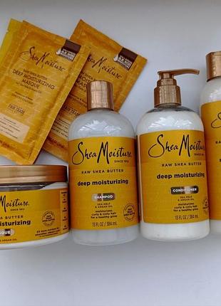 Набір sheamoisture, raw shea butter, шампунь 384 мл та кондиціонер 384 мл