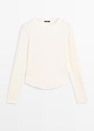 Молочний бавовняний щільний облягаючий лонгслів massimo dutti 
✨✨✨✨✨✨✨✨✨✨