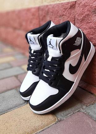 Air jordan 1 высокие белые с черным
