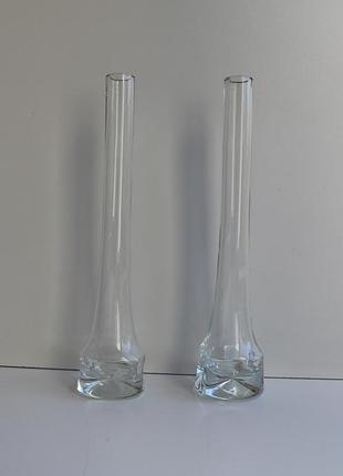 Ваза высокая узкая стеклянная 2 штуки 32 см новая