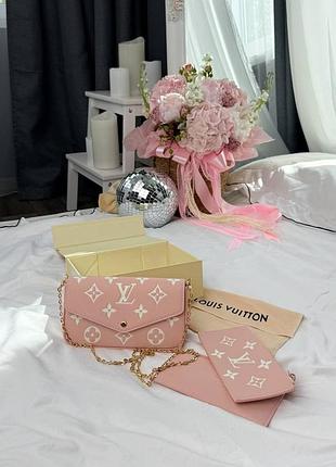 Сумка женская 3в1 felicie pochette monogram empreinte leather pink / cream