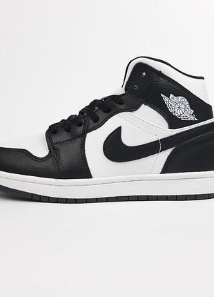 Air jordan 1 высокие белые с черным 2