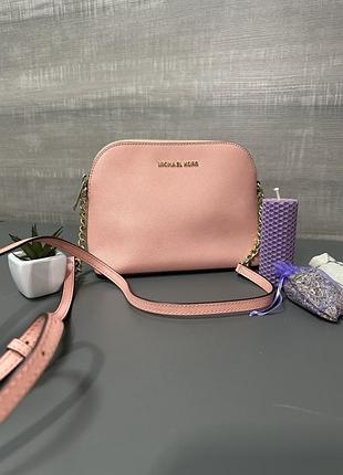 Крос-боді жіноча michael kors jet set saffiano soft pink