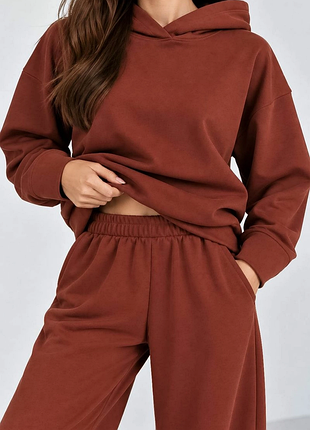 Спортивный костюм женский однотонный, цвет коричневый, 244r1008-10