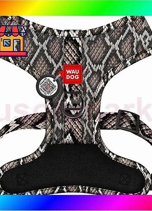 Bs шлея для собак best mix дышащая waudog mesh с qr адресником, рисунок «змея», s, a 30 см, в 35-48 см bas77/n