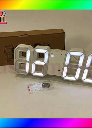 Bs часы настольные ly-1089 best mix с белой подсветкой led белые, часы электронные светящиеся, электро bas77/n